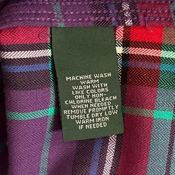 Lauren Ralph Lauren Women's Button Front Shirt Size M Purple Plaid Long Sleeve - Picture 6 of 9